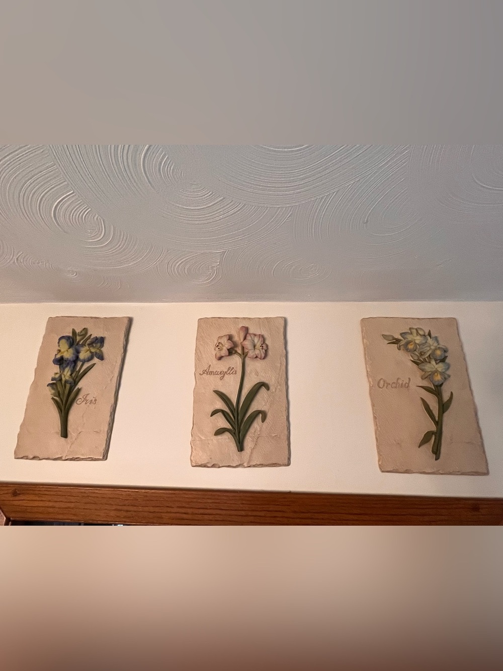 Home Interiors Floral Elegance Wall Decor 3D Hanging Plaques - Set of 3